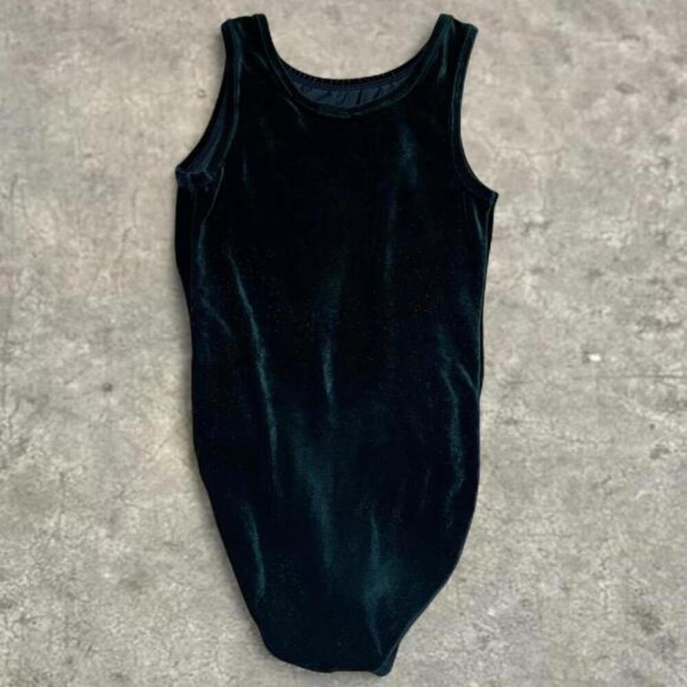 Women's velvet dark green bodysuit sz xs / small grunge dance